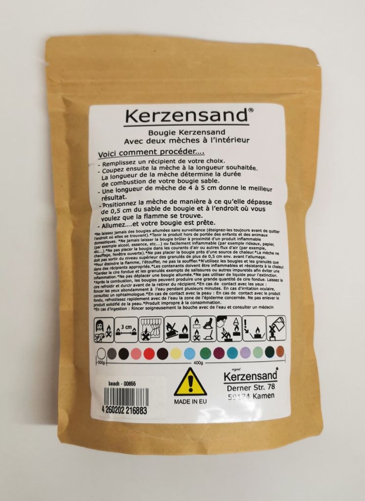 SACHET DE SABLE DE BOUGIE COULEUR SABLE + 2 MECHES 400GRS - Photo N°2