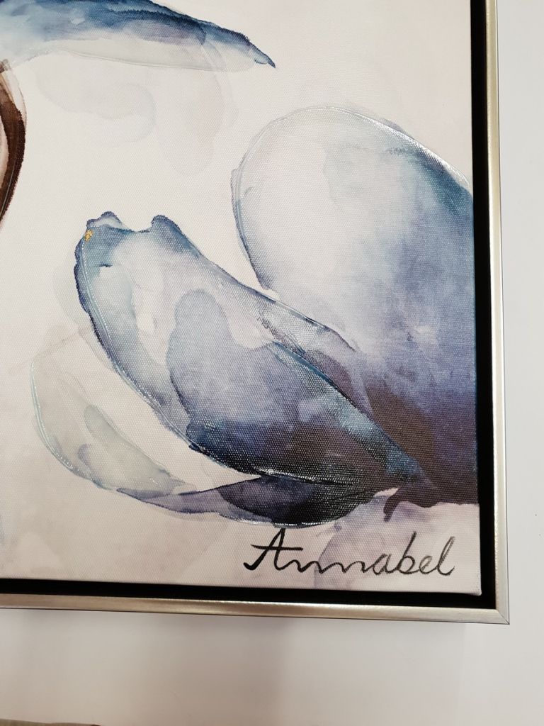 TOILE FLEURS BLEUE 60 X 60 CM - Photo N°2