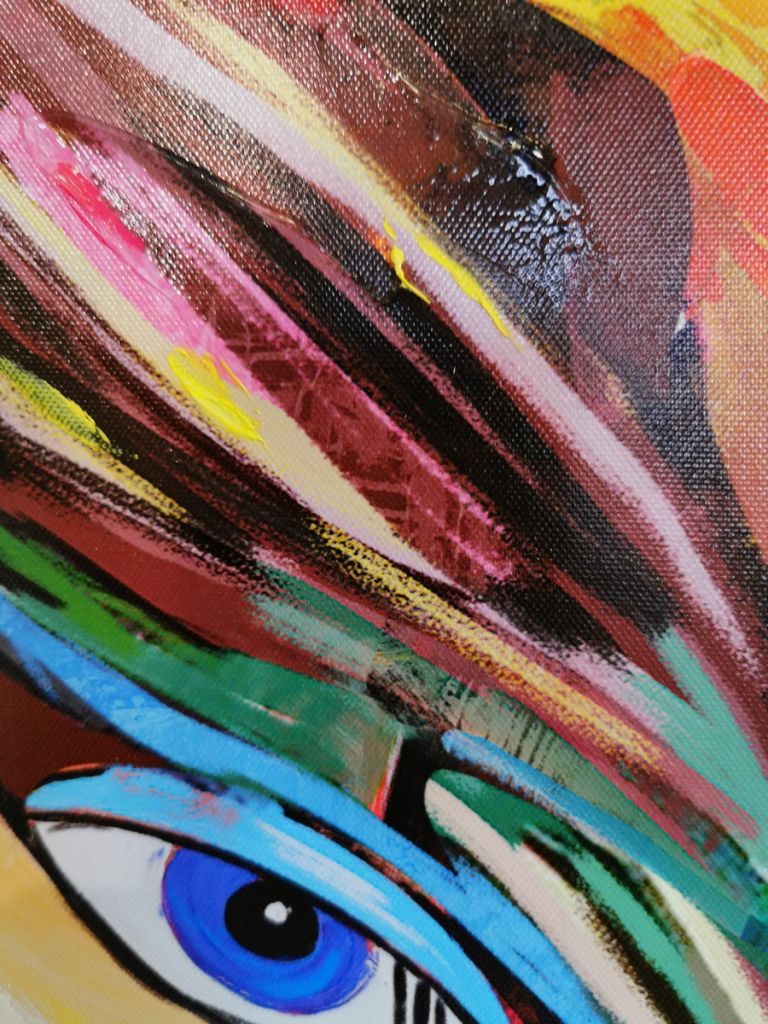 TOILE PRE-ENCADREE VISAGE DE FEMME STYLE PICASSO 62.5 X 82.5 X 5.5 CM - Photo N°2