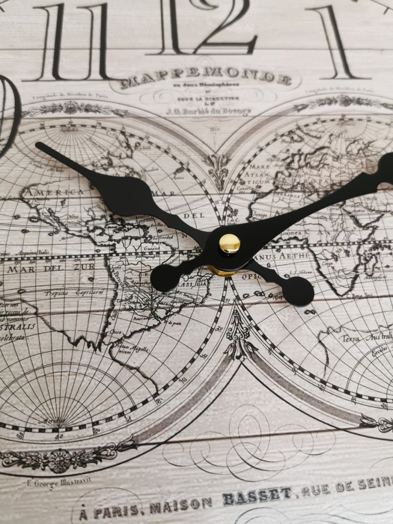 HORLOGE MURALE MDF 34 CM DECO MAPPE MONDE - Photo N°2