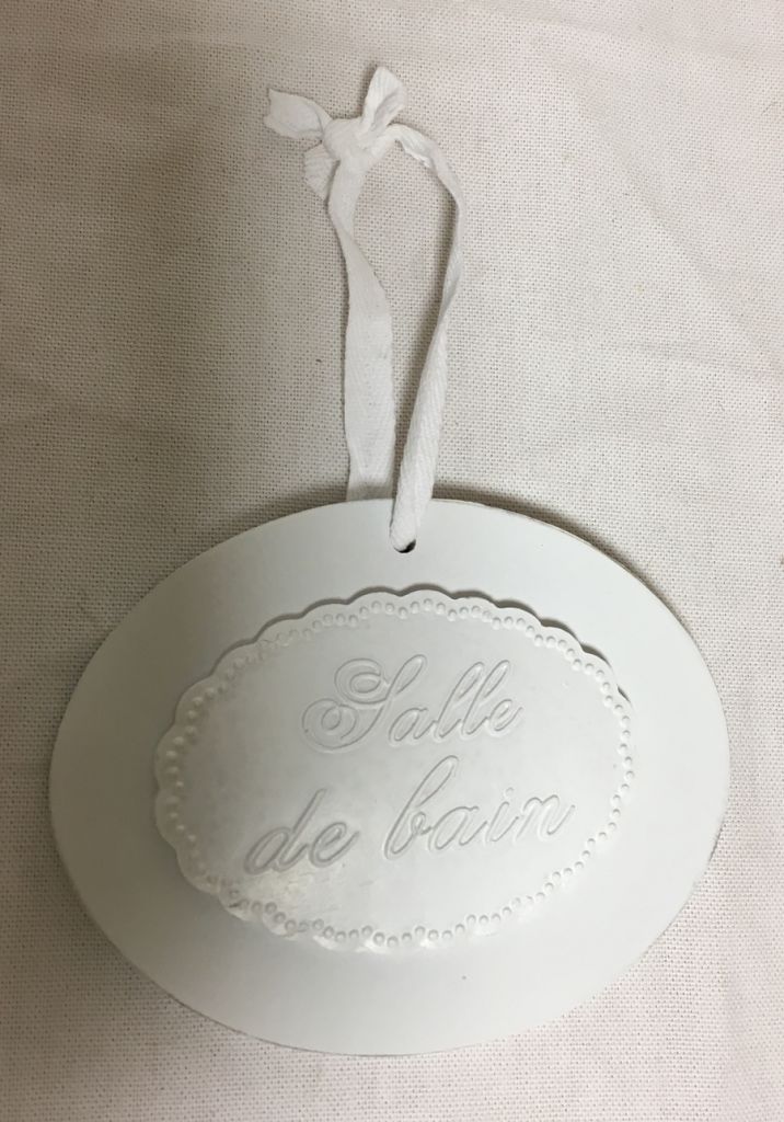 PLAQUE DE PORTE CHARME SALLE DE BAINS BLANC 13.5 x 10.5 cm - Photo N°2