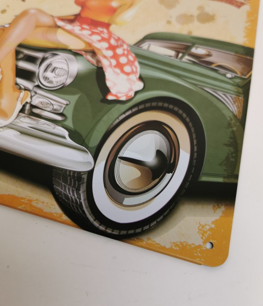 PLAQUE METAL MURALE 20X30 CM BURGER ET PIN-UP - Photo N°6