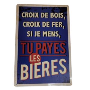 PLAQUE METAL 20X30 CM CROIX DE BOIS