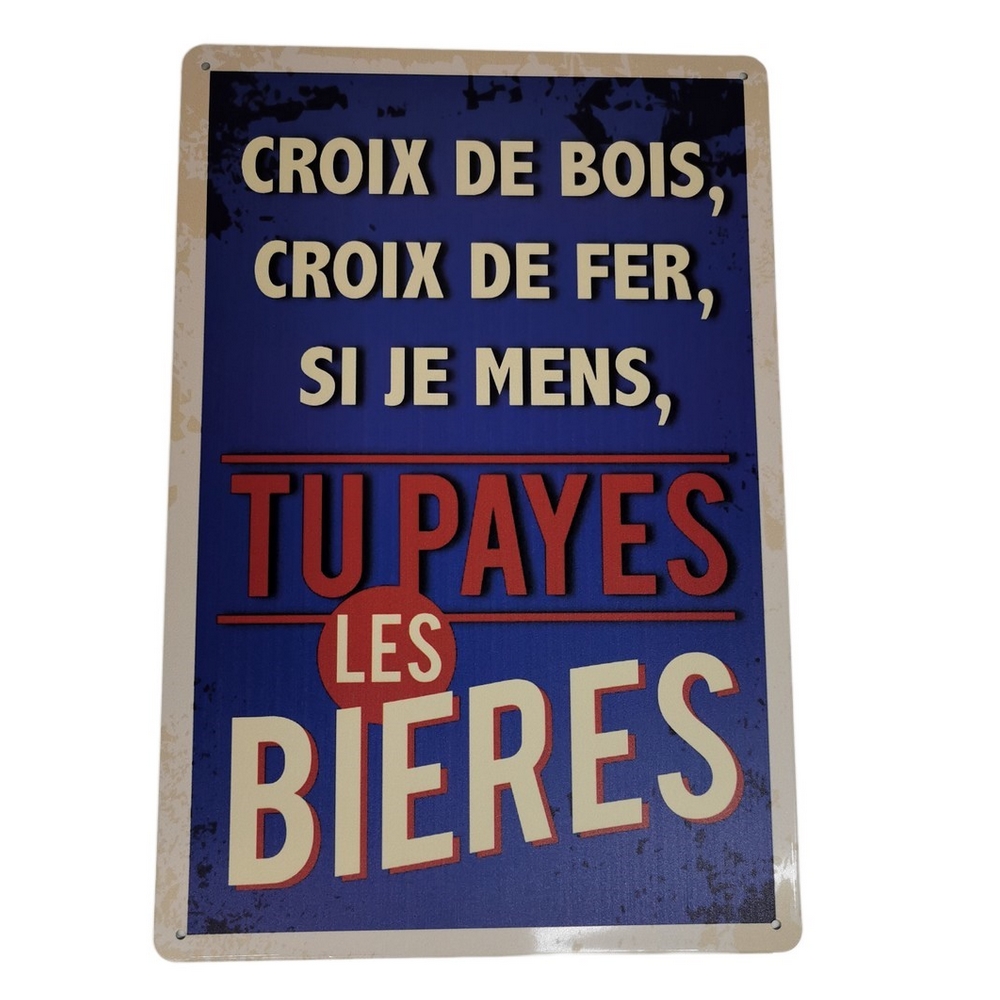 PLAQUE METAL 20X30 CM CROIX DE BOIS - Photo N°1