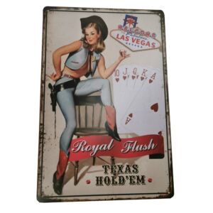 PLAQUE METAL MURALE 20X30 CM LAS VEGAS ET PIN-UP