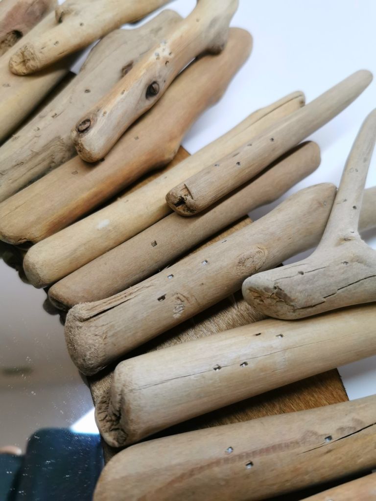 MIROIR ROND EN BOIS FLOTTE RUSTIQUE 60 X 6 CM - Photo N°3