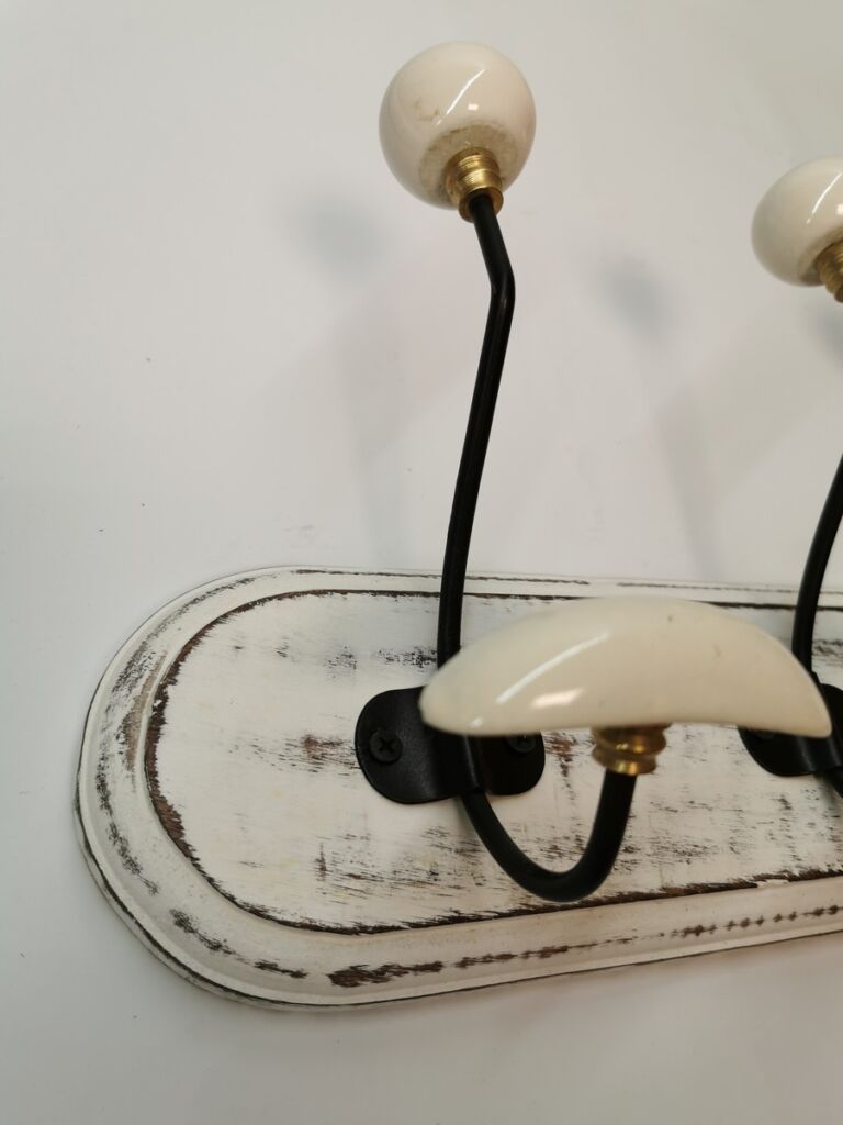 PATERE QUALITES 4 TETES 48 CM BLANC PATINE ET CERAMIQUE - Photo N°2