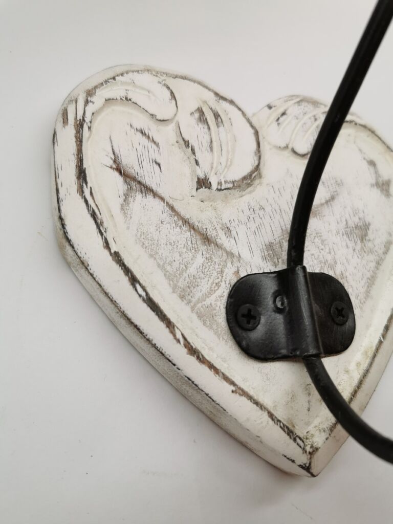 PATERE QUALITE 1 TETE COEUR BOIS PATINE BLANCHI 14.5 CM - Photo N°3