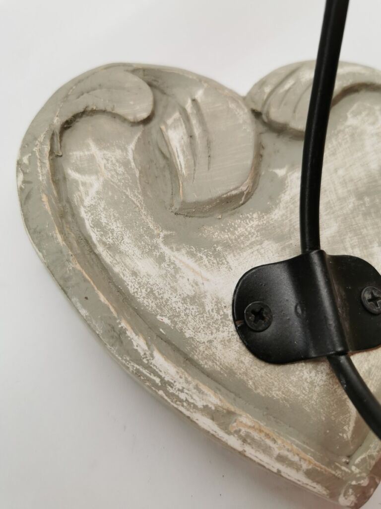 PATERE QUALITE 1 TETE COEUR BOIS PATINE GRISE 14.5 CM - Photo N°3