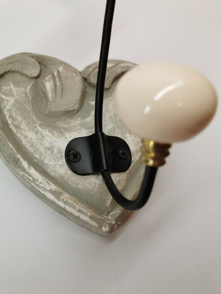 PATERE QUALITE 1 TETE COEUR BOIS PATINE GRISE 14.5 CM - Photo N°2