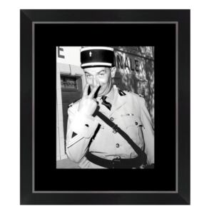 IMAGE ENCADREE LE GENDARME DE ST TROPEZ CADRE NOIR 40 X 46 CM