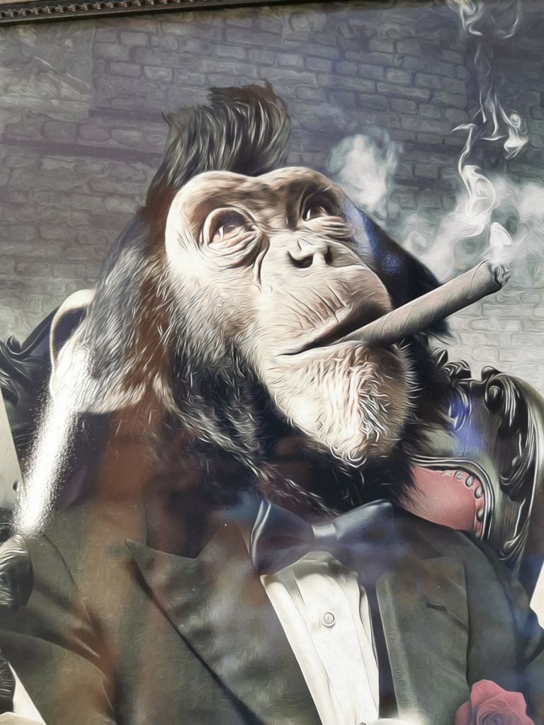 TOILE IMPRESSION S BINET LE POKER SINGE ET CHIEN 75 X 152 x 3 CM - Photo N°2