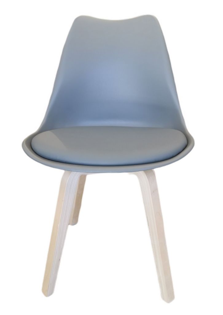 CHAISE EMY COQUILLE PVC ASSISE MATELASSEE 45 X 82 X 58 CM GRIS SOURIS - Photo N°2