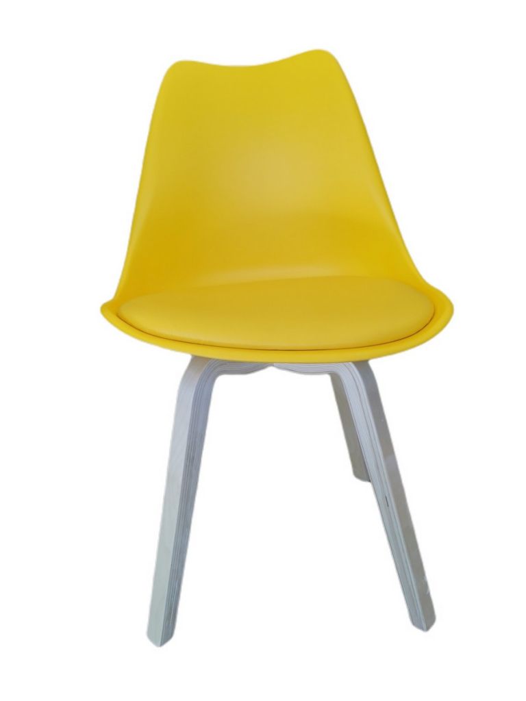 CHAISE EMY COQUILLE PVC ASSISE MATELASSEE 45 X 82 X 58 CM JAUNE MOUTARDE - Photo N°6