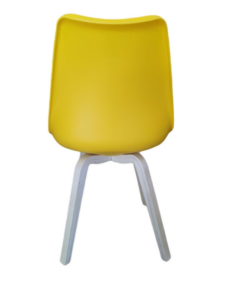 CHAISE EMY COQUILLE PVC ASSISE MATELASSEE 45 X 82 X 58 CM JAUNE MOUTARDE - Photo N°4