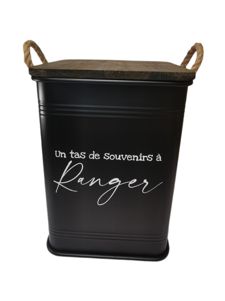 CAISSE DE RANGEMENT METAL NOIR DECO RANGER  34 x 34 x 47 cm - Photo N°2