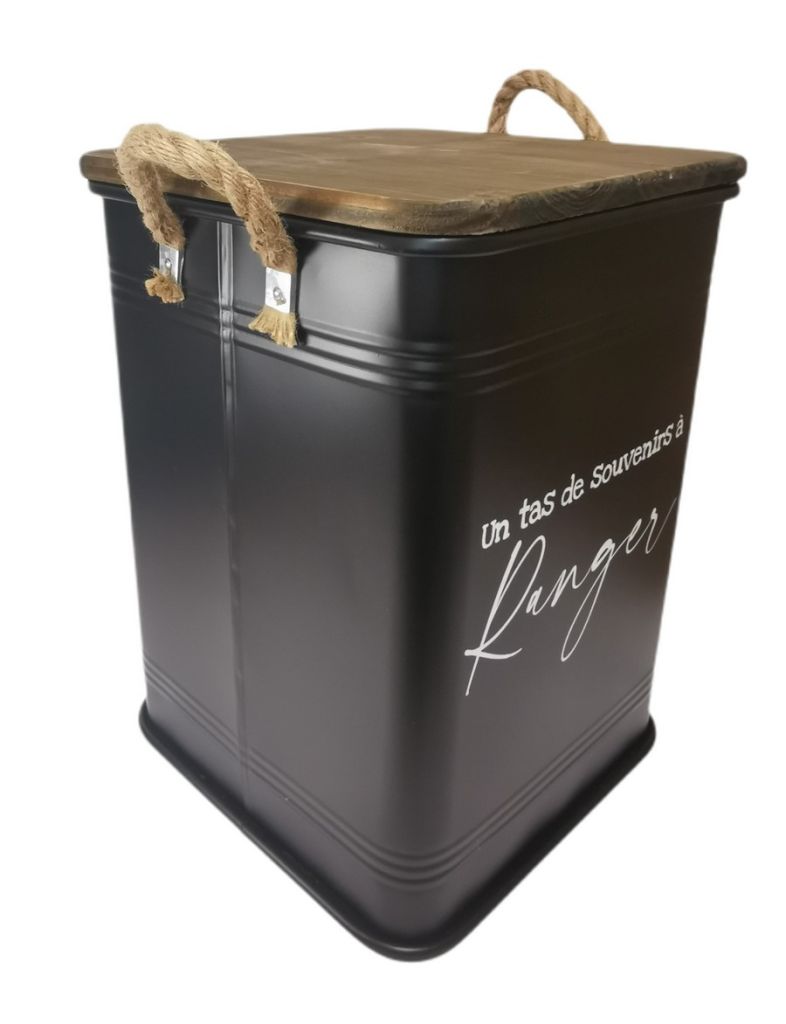 CAISSE DE RANGEMENT METAL NOIR DECO RANGER  34 x 34 x 47 cm - Photo N°3