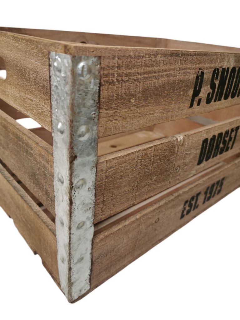 CAISSE A POMME EN BOIS ET ACIER 51.5 X 33.5 X 27.5 CM - Photo N°4