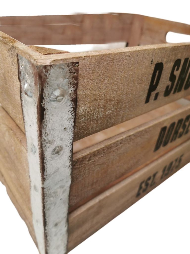 CAISSE A POMME EN BOIS ET ACIER 43.5 X 30.5 X 25.5 CM - Photo N°5