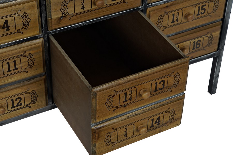 COMMODE METAL ET BOIS ESPRIT INDUSTRIEL 8 TIROIRS 110 X 52 X 64 CM - Photo N°5