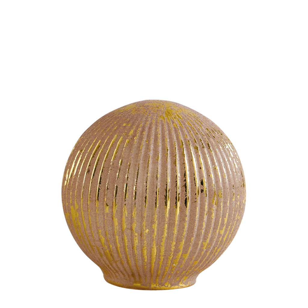 BOULE MERCURISEE LEDS LUMINEUSE EN VERRE  ROSE ET DORE GM 15 CM - Photo N°2