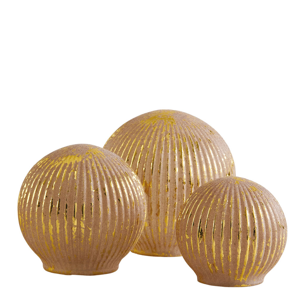 BOULE MERCURISEE LEDS LUMINEUSE EN VERRE  ROSE ET DORE GM 15 CM - Photo N°4