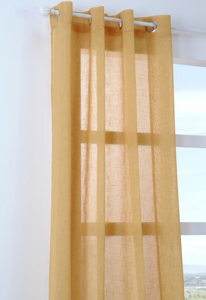 RIDEAU OEILLET PALOMA VOILE EN POLYESTER MOUTARDE 140 X 260 CM - Photo N°3