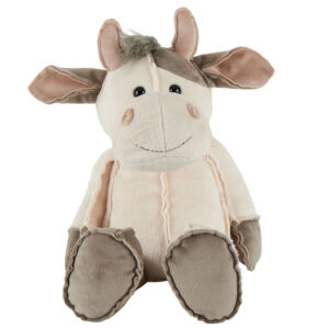PELUCHE VACHE NOMMEE BABETH ECRU ET TAUPE 47 CM