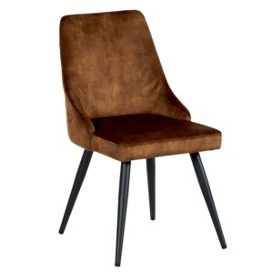 CHAISE CASTA VELOURS PIEDS NOIR METAL TISSU VELOURS HAVANE 48 X 88 X 62 CM