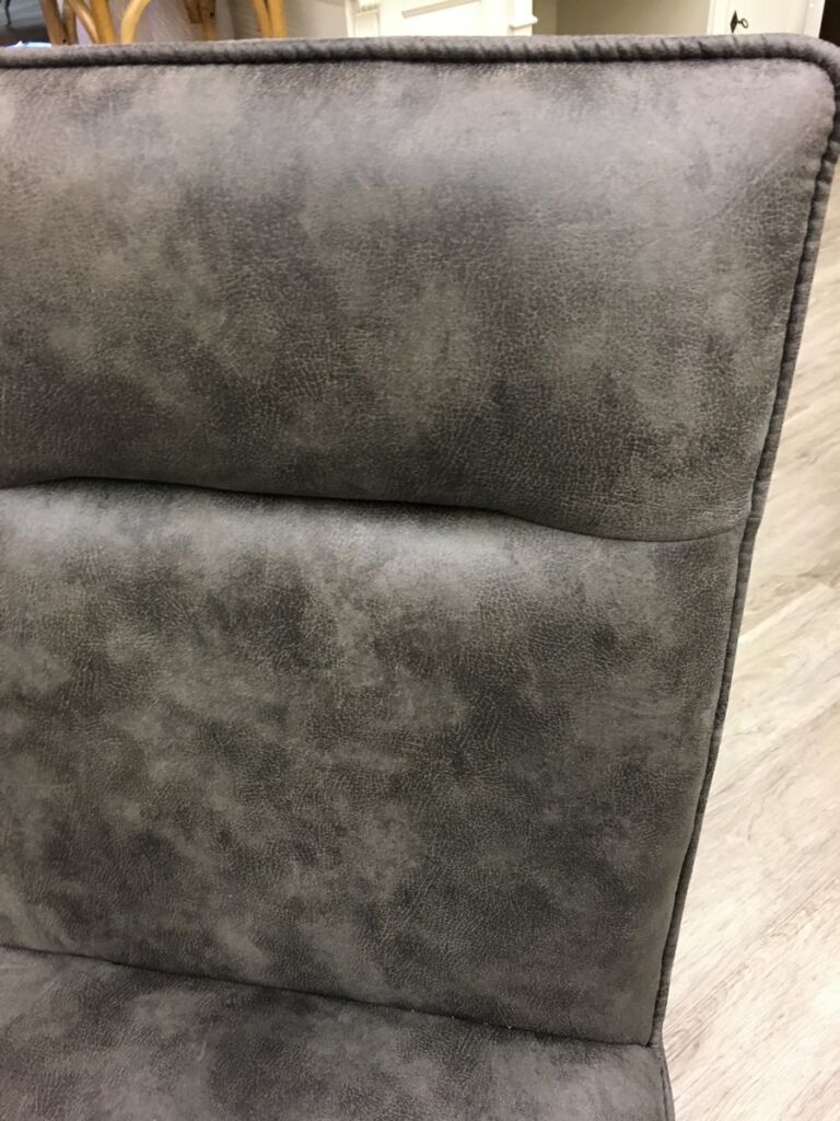 CHAISE ASSISE IMITATION CUIR VIEILLI GRIS MICROFIBRE 4 PIEDS - Photo N°3