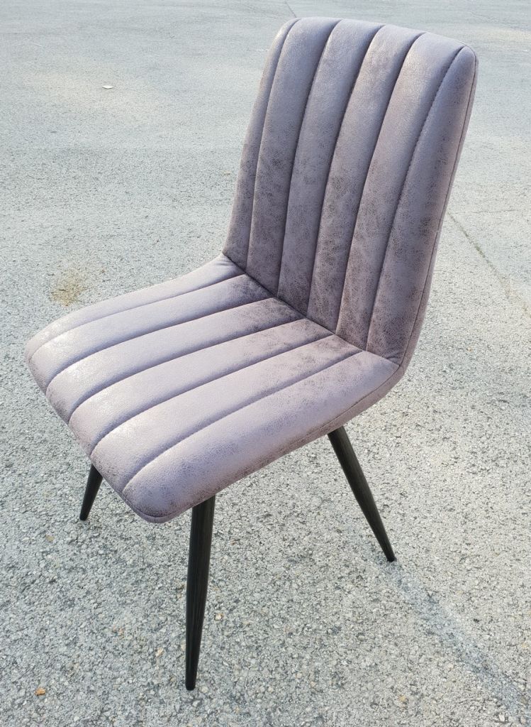 CHAISE GRISE PIED METAL 45 X 88 X 47 CM TISSU GRIS 100% POLYESTER - Photo N°3