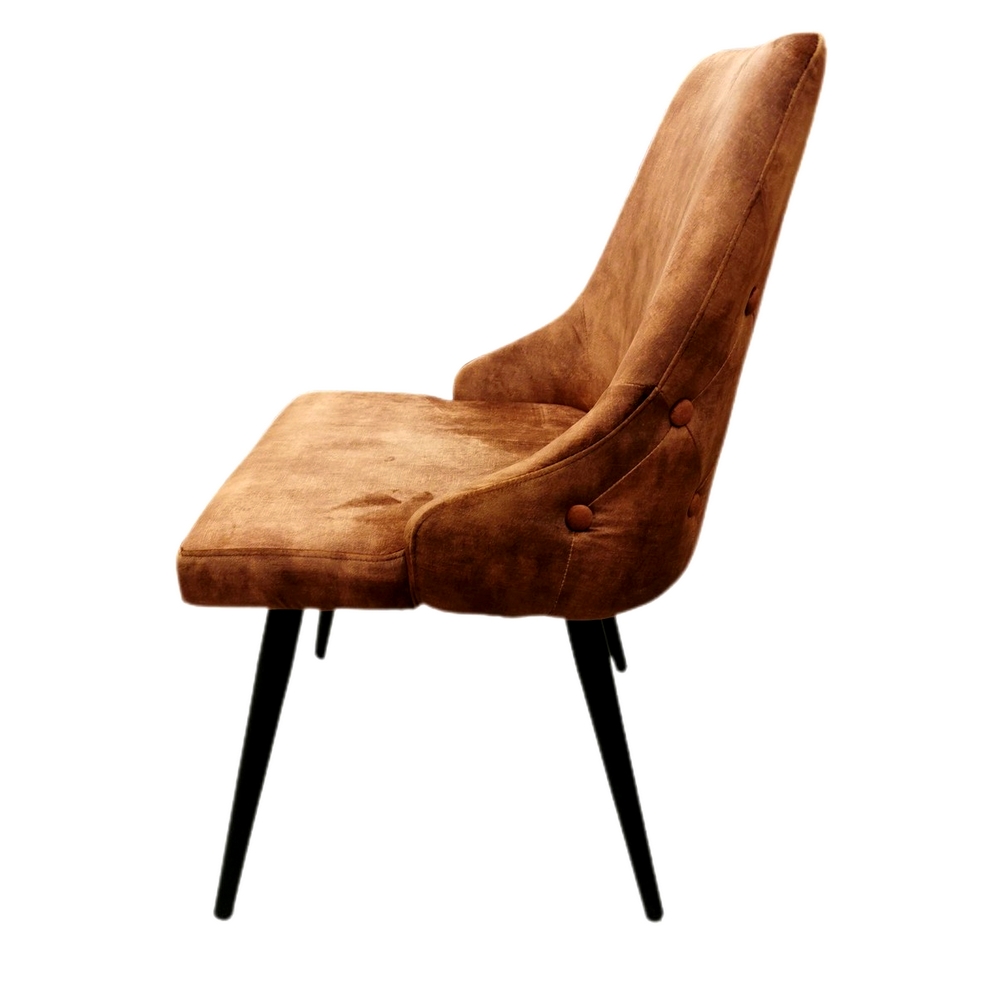 CHAISE CASTA VELOURS PIEDS NOIR METAL TISSU VELOURS HAVANE 48 X 88 X 62 CM - Photo N°5