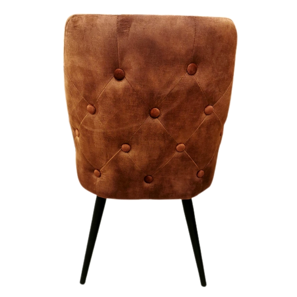 CHAISE CASTA VELOURS PIEDS NOIR METAL TISSU VELOURS HAVANE 48 X 88 X 62 CM - Photo N°7