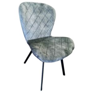 CHAISE DEX VELOURS PIEDS NOIR METAL TISSU VELOURS GRIS 88 X 54 X 61 CM