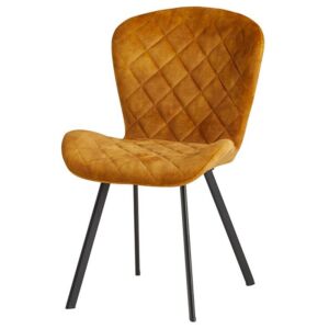 CHAISE DEX VELOURS PIEDS NOIR METAL TISSU VELOURS OCRE 88 X 54 X 61 CM