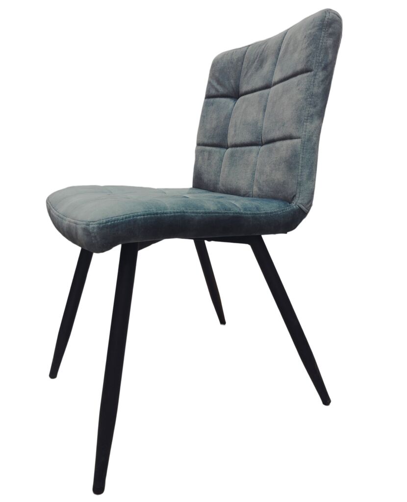 CHAISE VELOURS FRANKLIN PIEDS NOIR VELOURS BLEU PETROLE 46 X 82 X 56 CM - Photo N°7