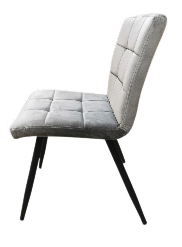 CHAISE VELOURS FRANKLIN PIEDS NOIR VELOURS GRIS 46 X 82 X 56 CM - Photo N°3