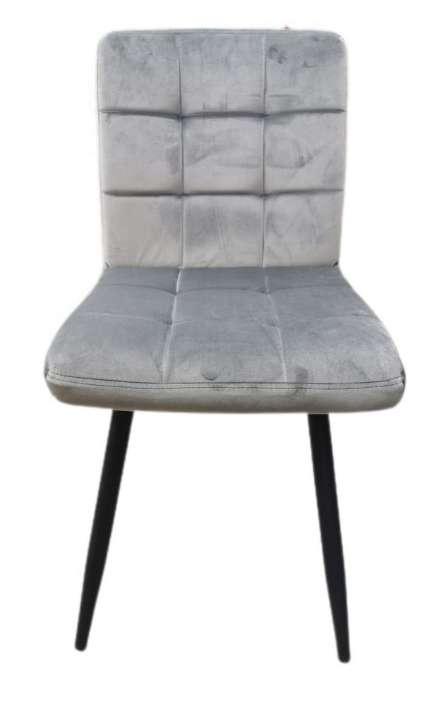 CHAISE VELOURS FRANKLIN PIEDS NOIR VELOURS GRIS 46 X 82 X 56 CM - Photo N°6