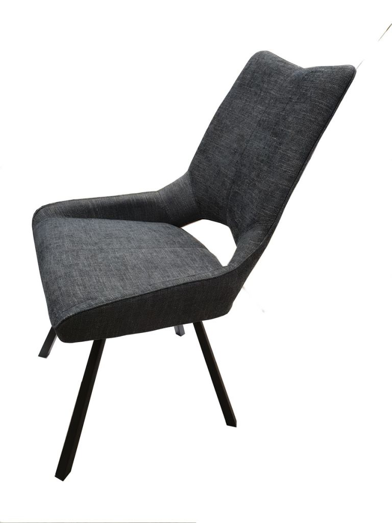 CHAISE GABRIEL PIEDS ANGULAIRE METAL NOIR ASSISE ANTHRACITE TISSU  52X63X94 CM - Photo N°2