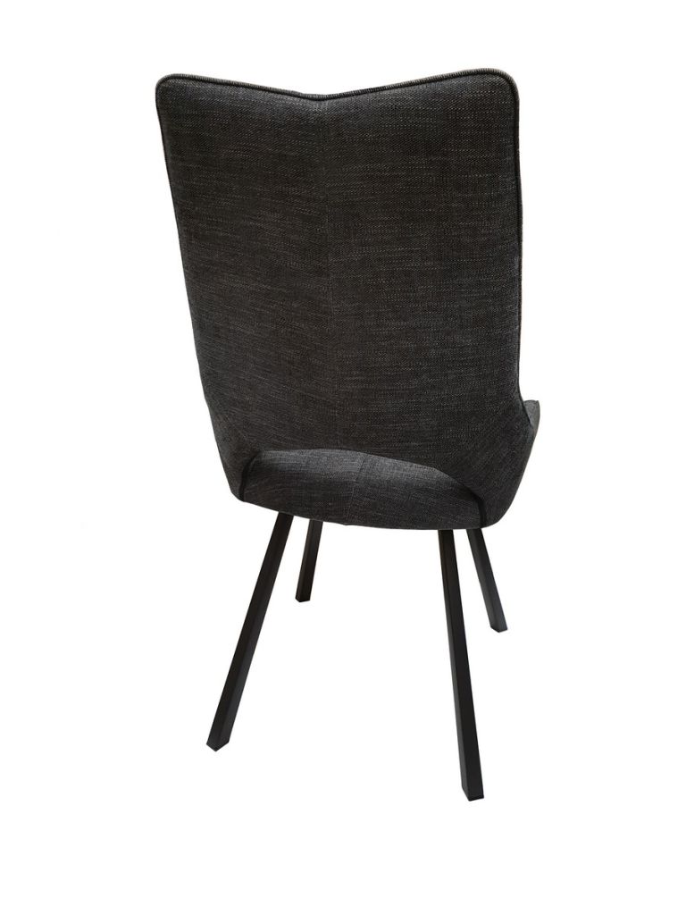 CHAISE GABRIEL PIEDS ANGULAIRE METAL NOIR ASSISE ANTHRACITE TISSU  52X63X94 CM - Photo N°3