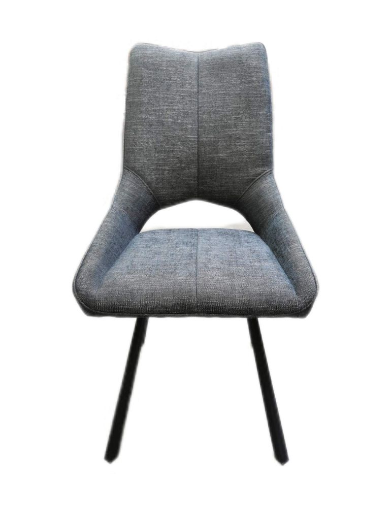 CHAISE GABRIEL PIEDS ANGULAIRE METAL NOIR ASSISE ANTHRACITE TISSU  52X63X94 CM - Photo N°5