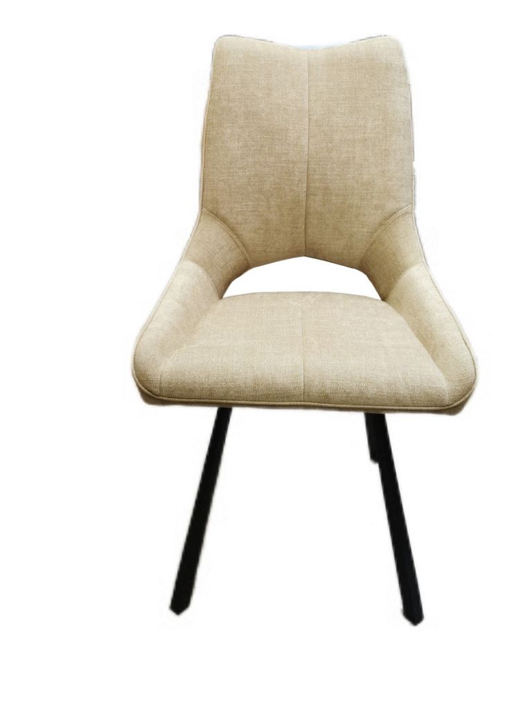 CHAISE GABRIEL PIEDS ANGULAIRE METAL NOIR ASSISE TAUPE TISSU  52X63X94 CM - Photo N°4