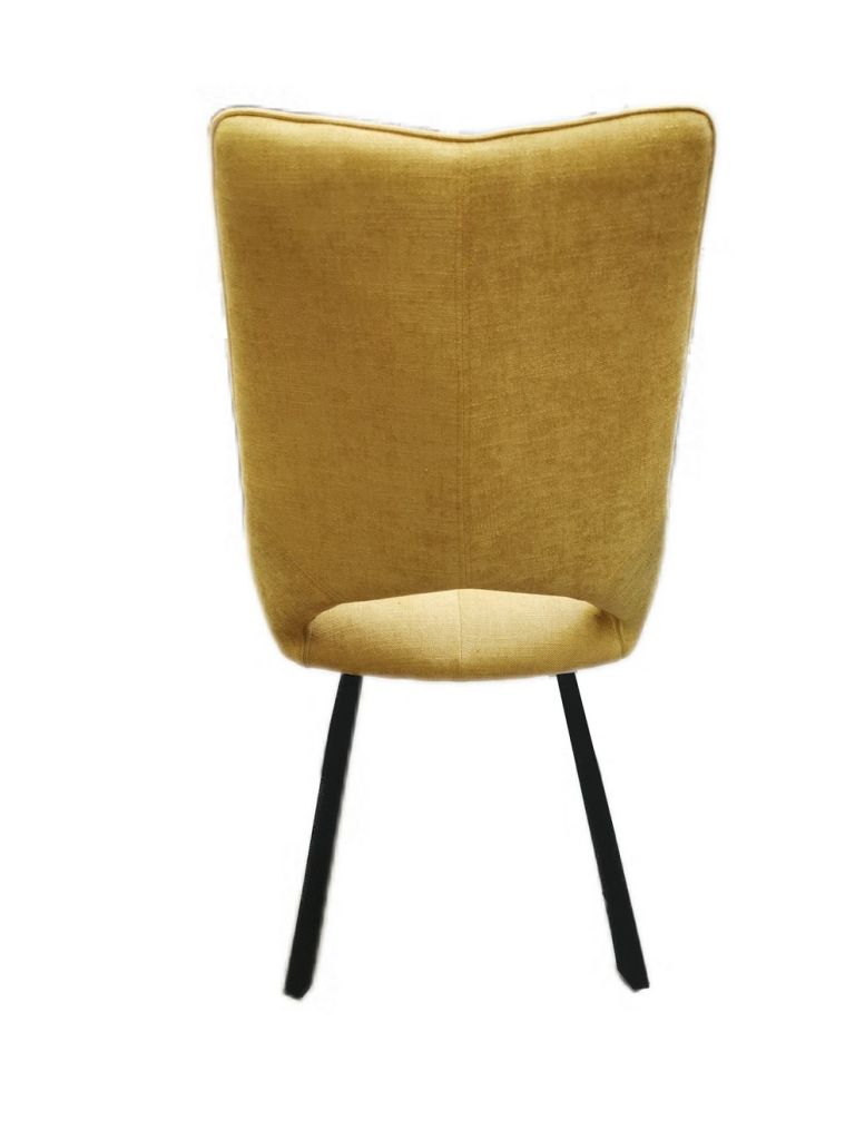 CHAISE GABRIEL PIEDS ANGULAIRE METAL NOIR ASSISE JAUNE TISSU  52X63X94 CM - Photo N°3
