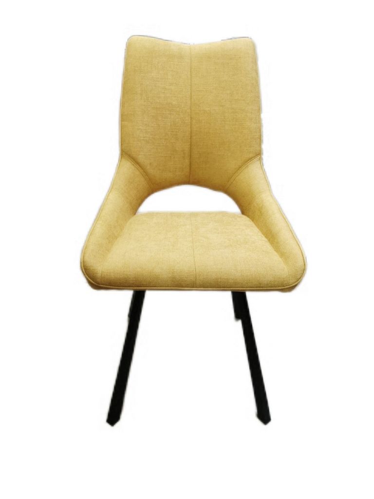 CHAISE GABRIEL PIEDS ANGULAIRE METAL NOIR ASSISE JAUNE TISSU  52X63X94 CM - Photo N°4