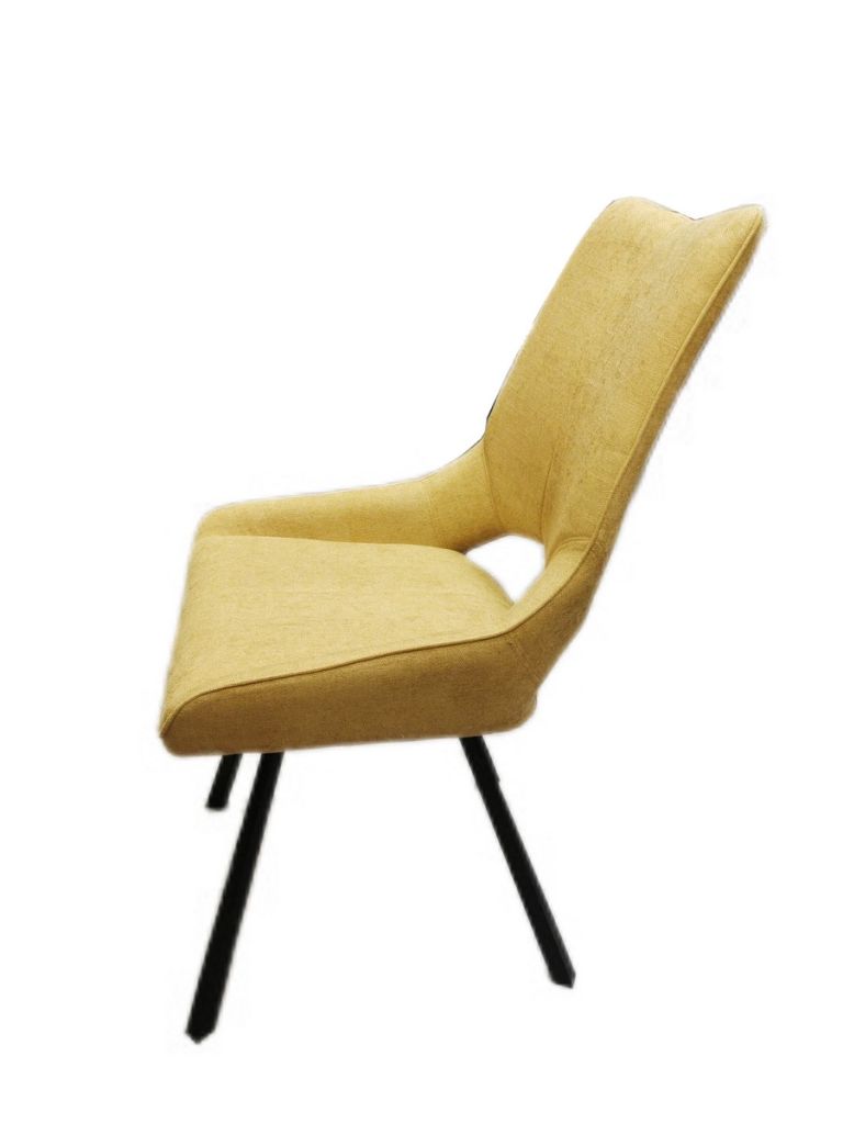 CHAISE GABRIEL PIEDS ANGULAIRE METAL NOIR ASSISE JAUNE TISSU  52X63X94 CM - Photo N°5
