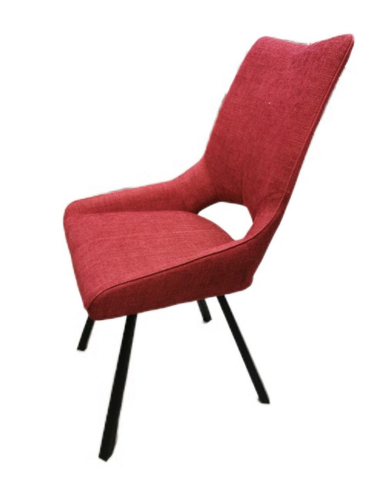 CHAISE GABRIEL PIEDS ANGULAIRE METAL NOIR ASSISE ROUGE TISSU  52X63X94 CM - Photo N°3