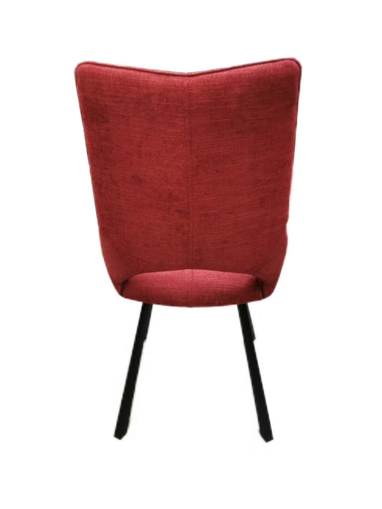 CHAISE GABRIEL PIEDS ANGULAIRE METAL NOIR ASSISE ROUGE TISSU  52X63X94 CM - Photo N°4