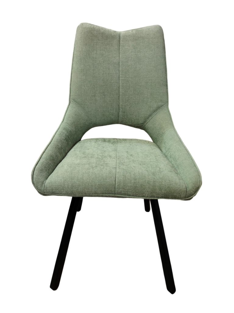 CHAISE GABRIEL PIEDS ANGULAIRE METAL NOIR ASSISE VERTE TISSU  52X63X94 CM - Photo N°2