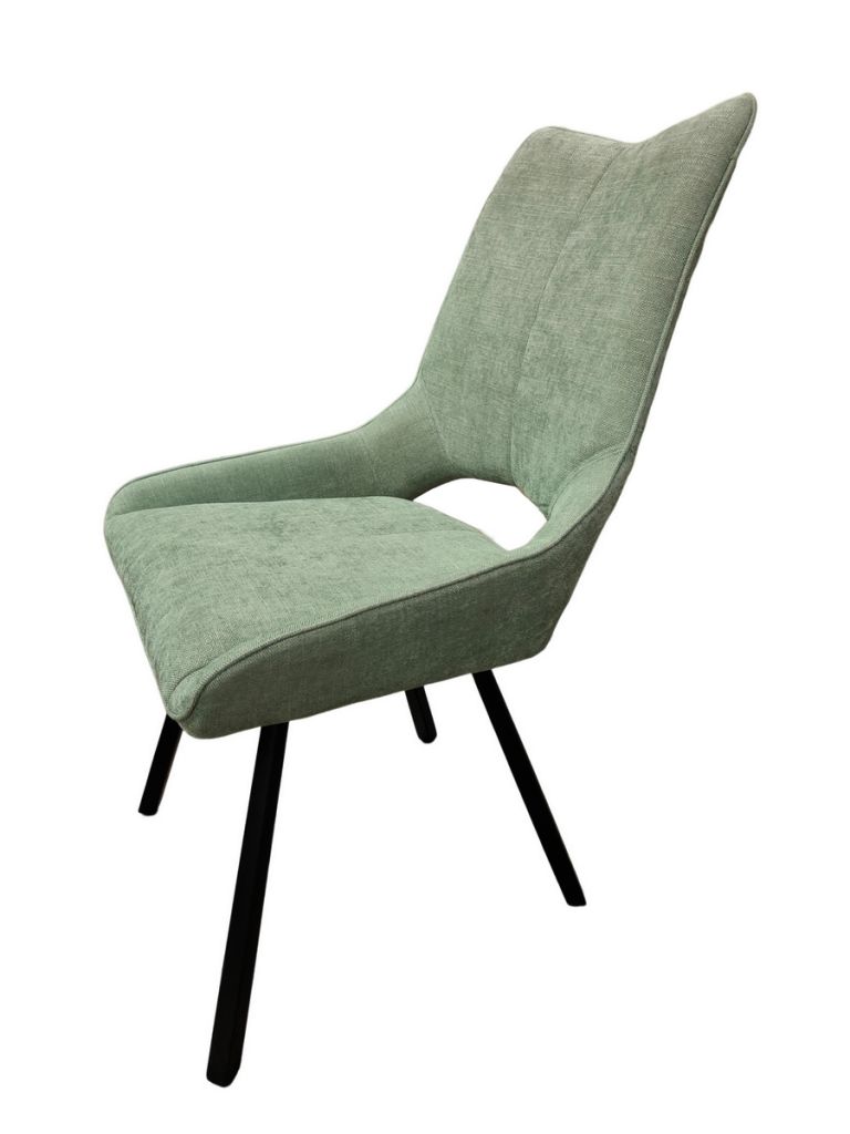 CHAISE GABRIEL PIEDS ANGULAIRE METAL NOIR ASSISE VERTE TISSU  52X63X94 CM - Photo N°3