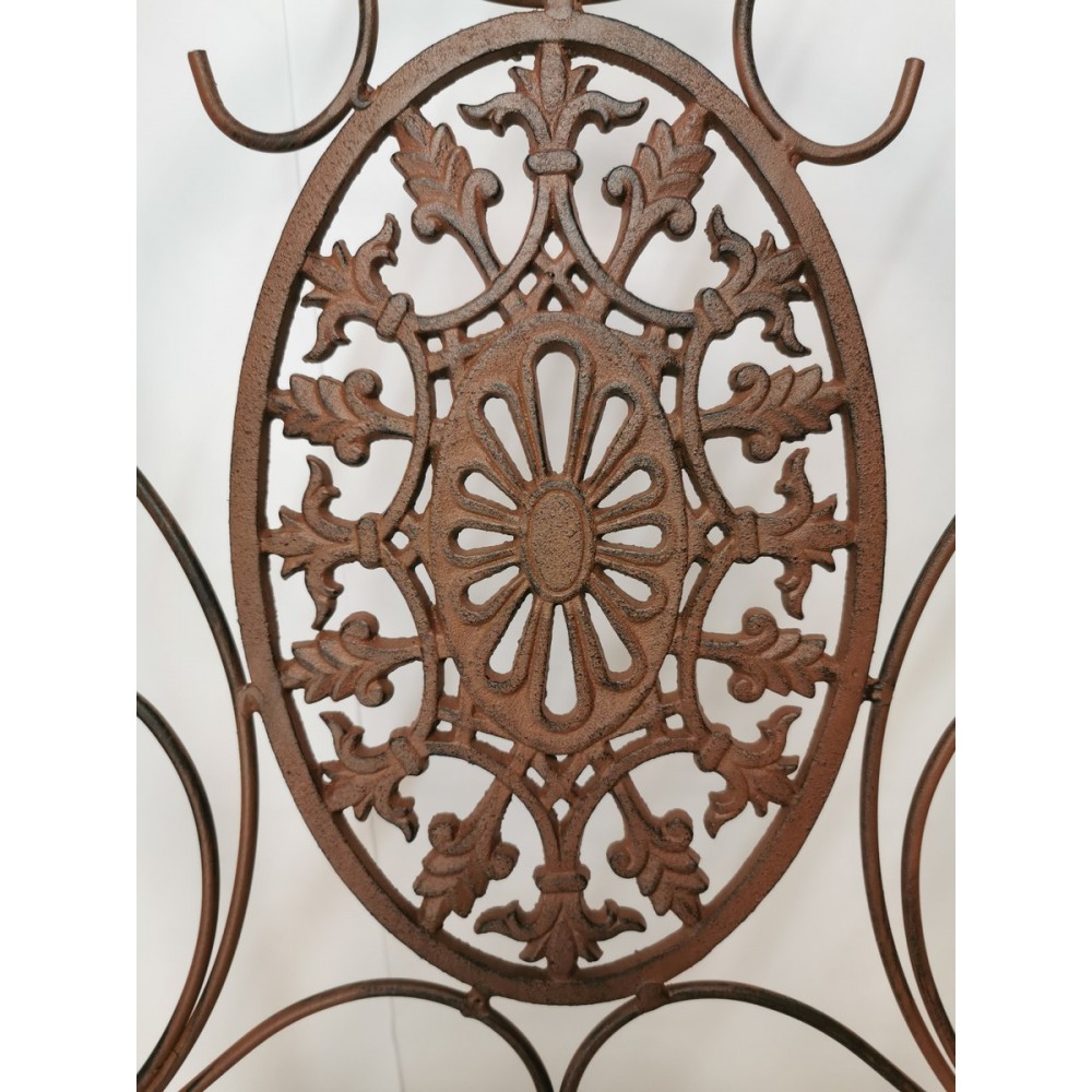 ENSEMBLE TABLE ET 2 CHAISES DE JARDIN EN FER FORGE COULEUR ROUILLE - Photo N°5